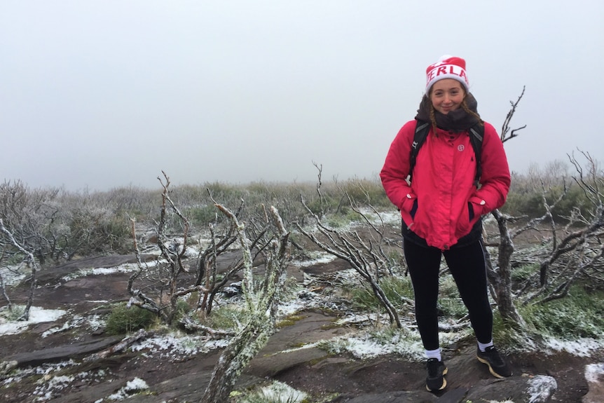 Georgia Peakall took the chance to climb the peak to witness snow.