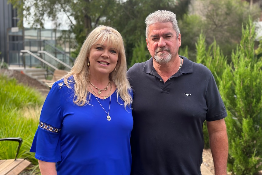 South Australian woman Amanda Hancock with her husband.