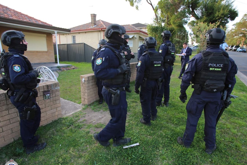 Police outside a home