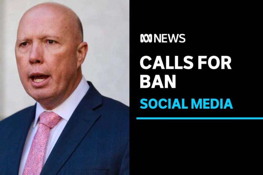Calls for Ban, Social Media: Peter Dutton speaks during a media conference.