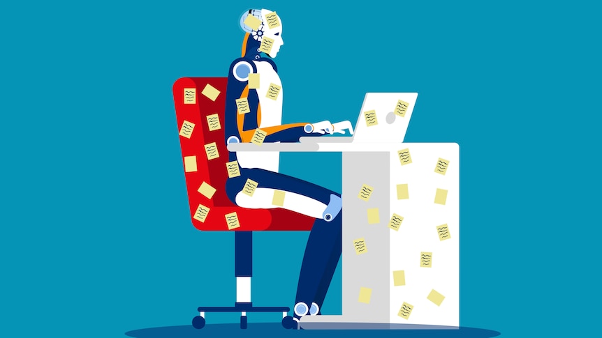 Conceptual image of a robot office worker