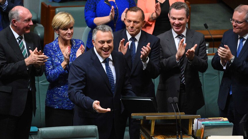 Joe Hockey cheered after delivering budget