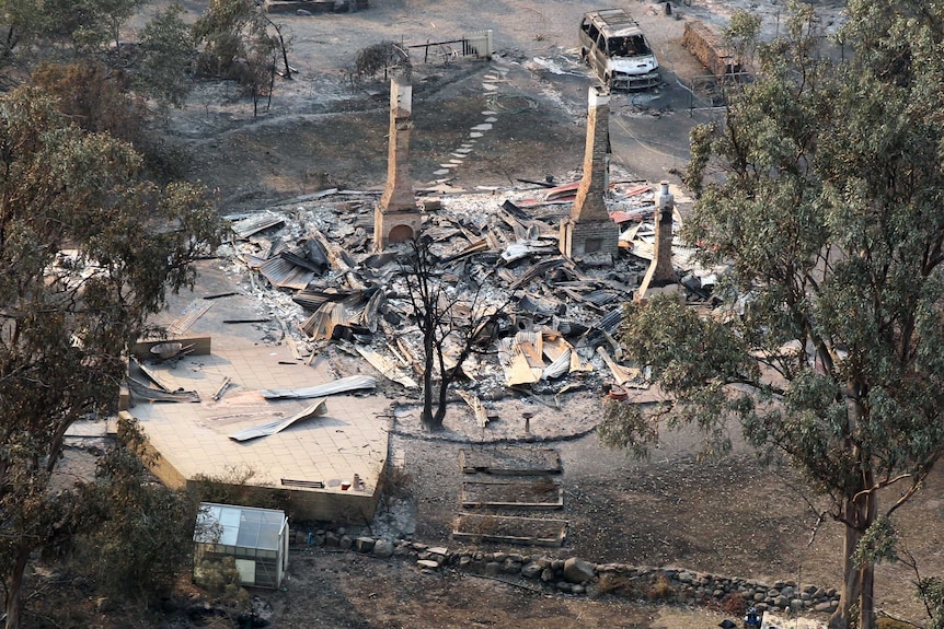 Ruins of a house after a bushfire