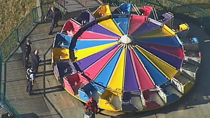 TV still of a Toowoomba carnival ride, from which a 5 year-old boy fell on Saturday, May 19, 2013.