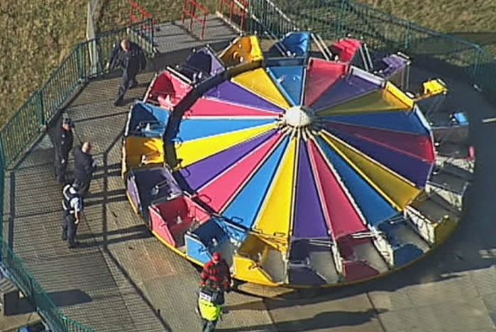 TV still of a Toowoomba carnival ride, from which a 5 year-old boy fell on Saturday, May 19, 2013.