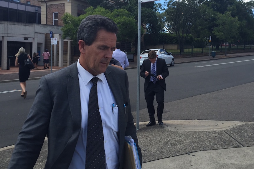 Roland Day, Peter Williams' lawyer outside Campbelltown Local Court.