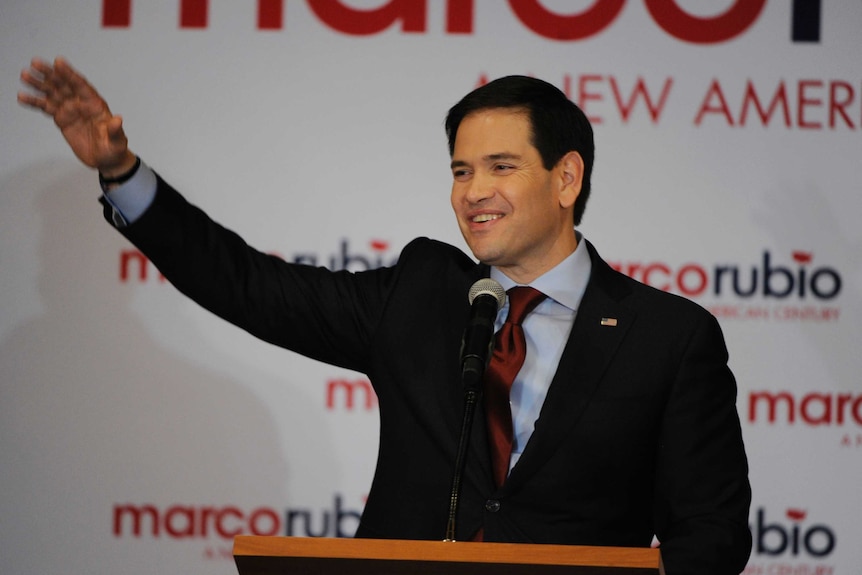 US Republican presidential candidate Senator Marco Rubio in Iowa