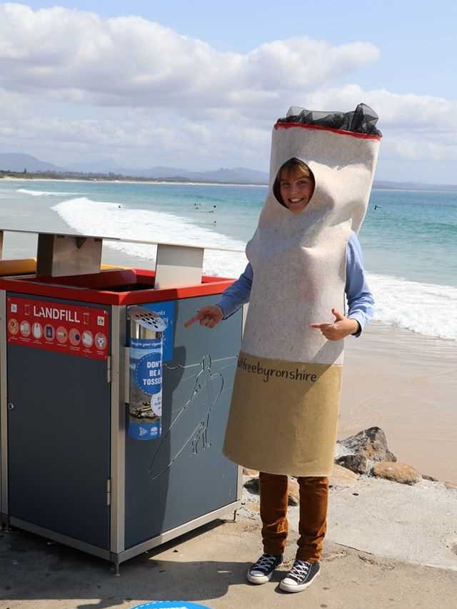 Woman dressed in cigarette costume