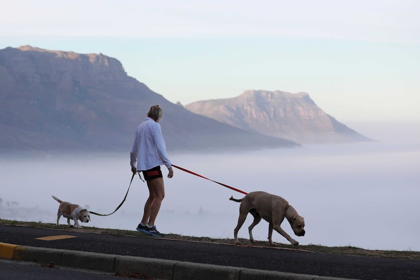 Woman exercises in Cape Town