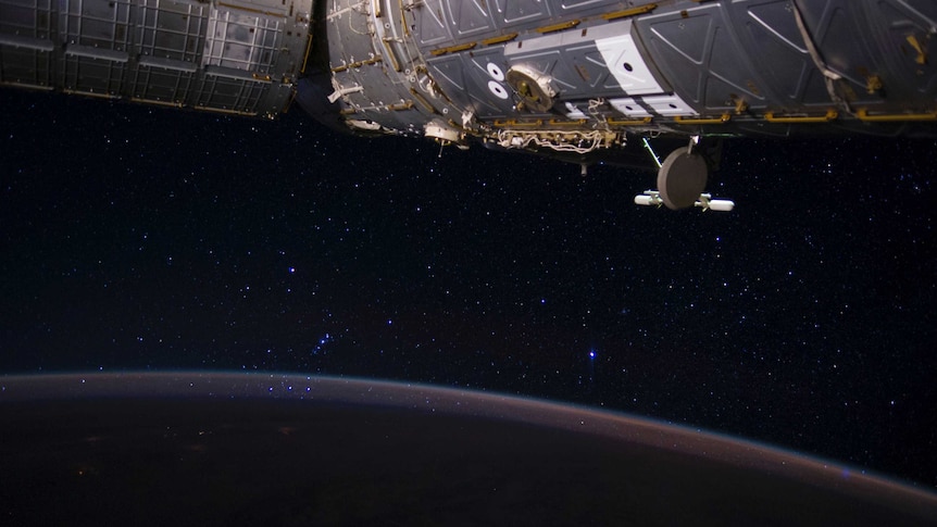 A constellation of stars is seen from the International Space Station.