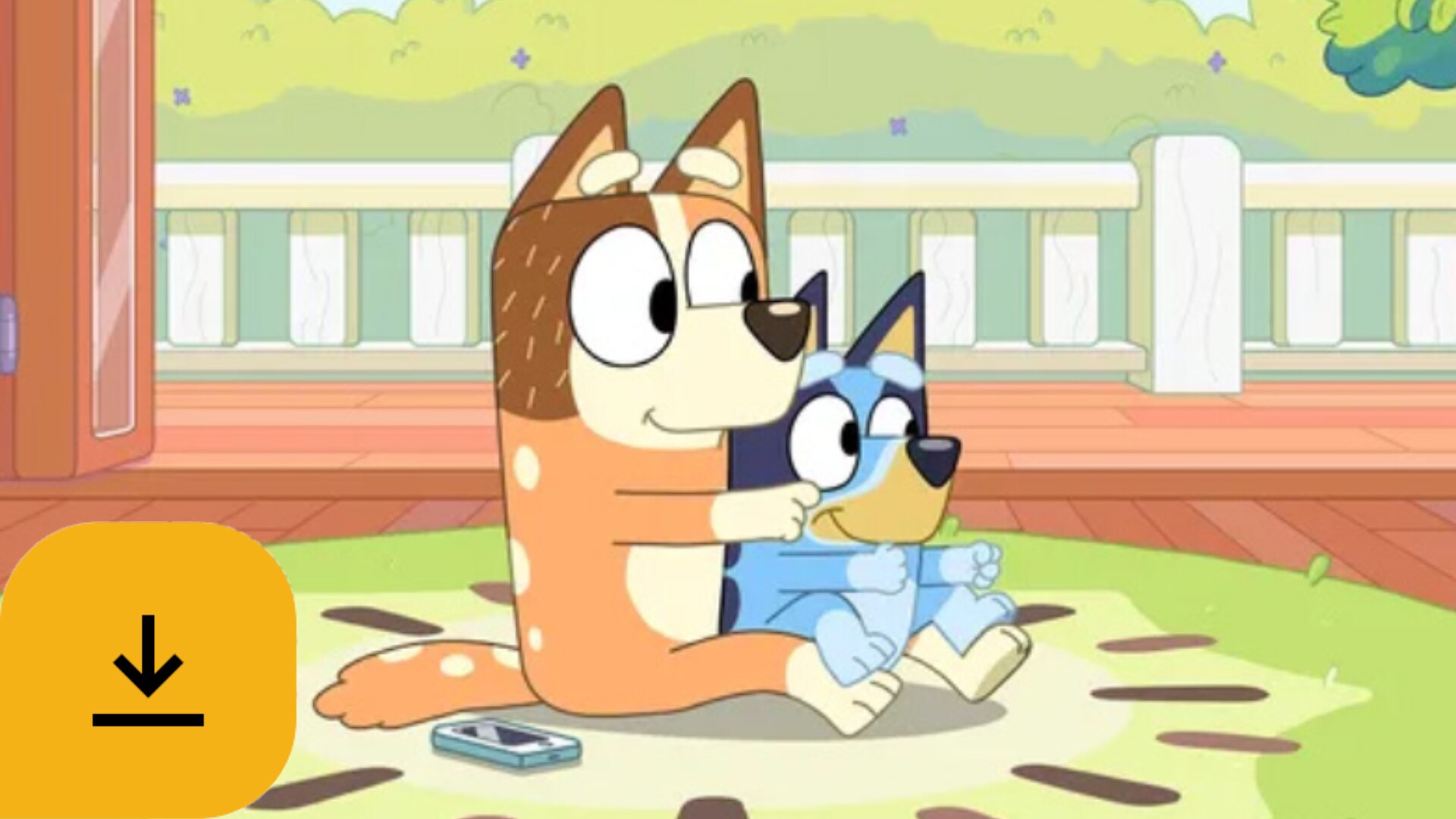 Bluey and Chilli pretending they're driving a car