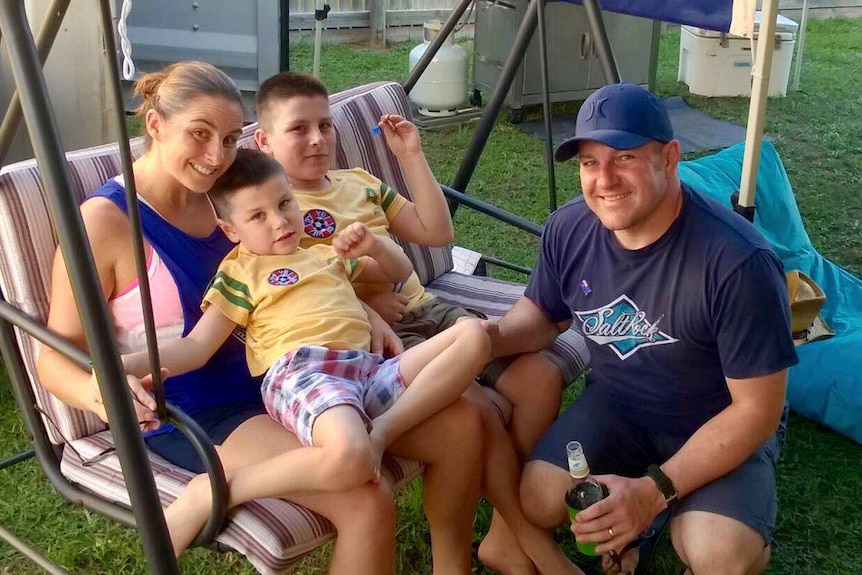 Tor Prestedge with her family - sons Isaac and Ollie and husband Mike at home