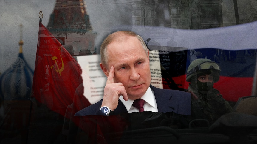 A composite image of Vladimir Putin