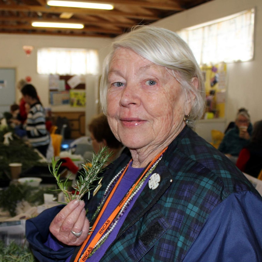 Merrell Davis, who started making rosemary sprigs as a Brownie leader in 1977.