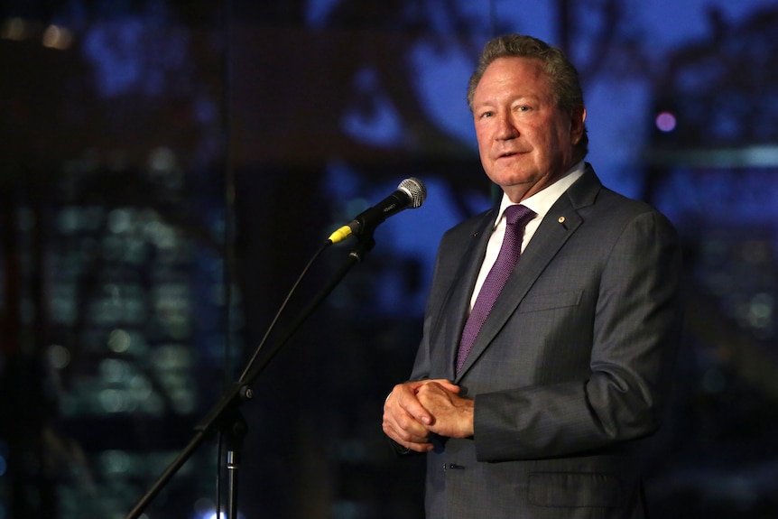 A man in a suit gives a speech at a formal function