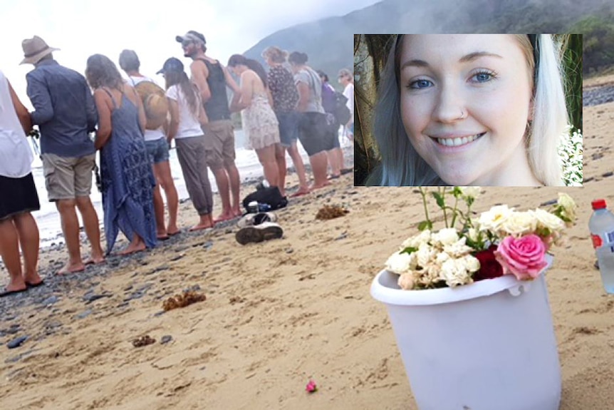 Toyah Cordingley inset photo and Wangetti Beach tribute on November 11, 2018