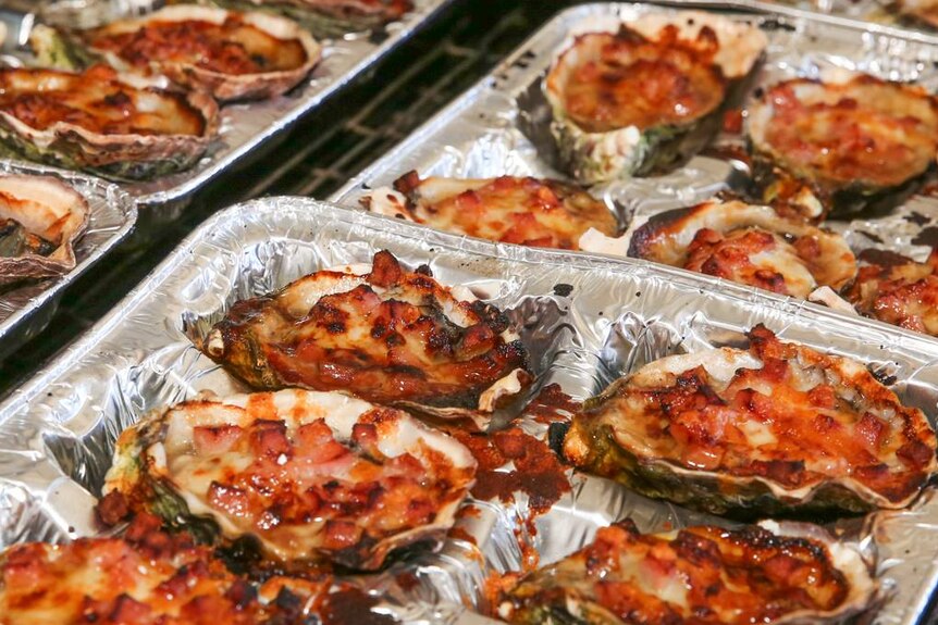 Ceduna recipe oysters - cheese and kilpatrick. 