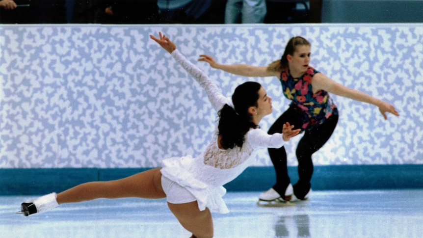 US skaters Nancy Kerrigan and Tonya Harding