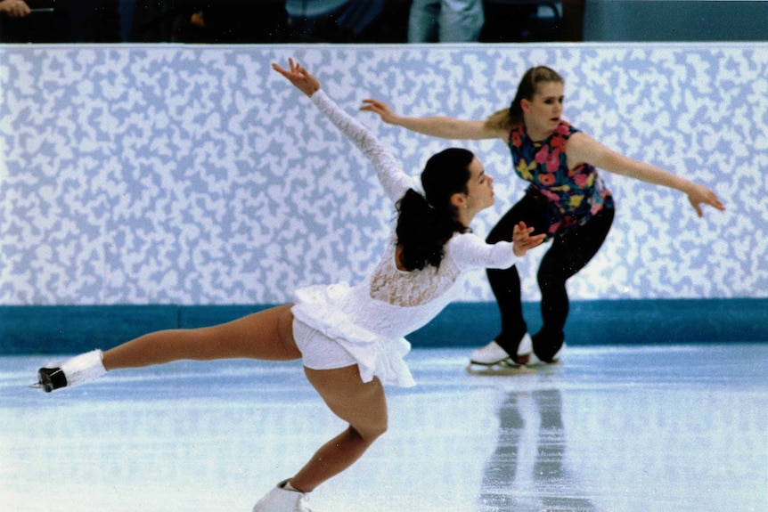 US skaters Nancy Kerrigan and Tonya Harding