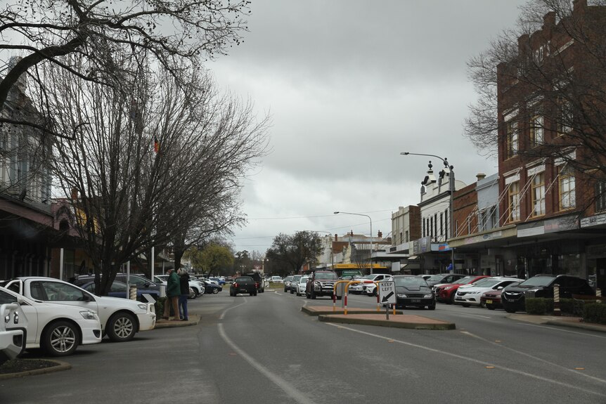 Boorwa Street Young on a overcast day