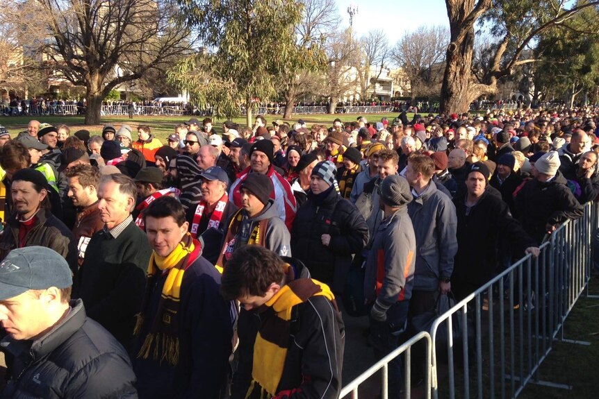 Fans line up for the 2014 AFL Grand Final