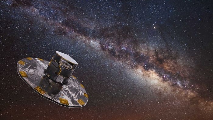 An artist's impression of the Gaia telescope mapping stars in the Milky Way.