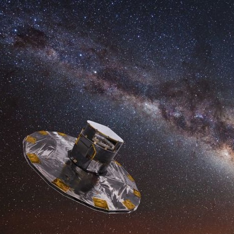 An artist's impression of the Gaia telescope mapping stars in the Milky Way.