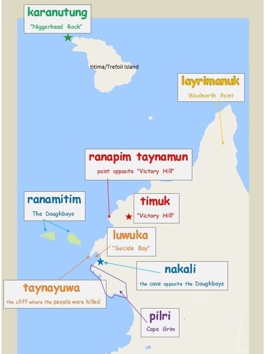 Map of Tasmanian Aboriginal place name changes