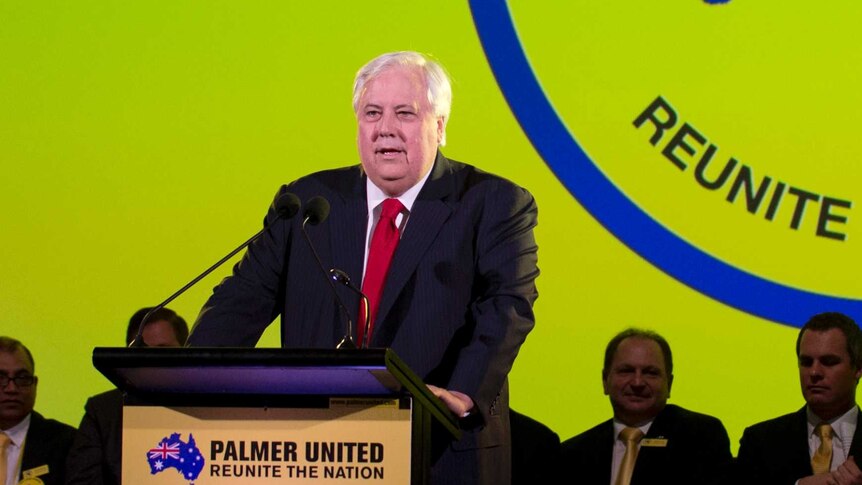 Clive Palmer speaks at the Palmer United Party's Nation campaign launch on the Sunshine Coast.