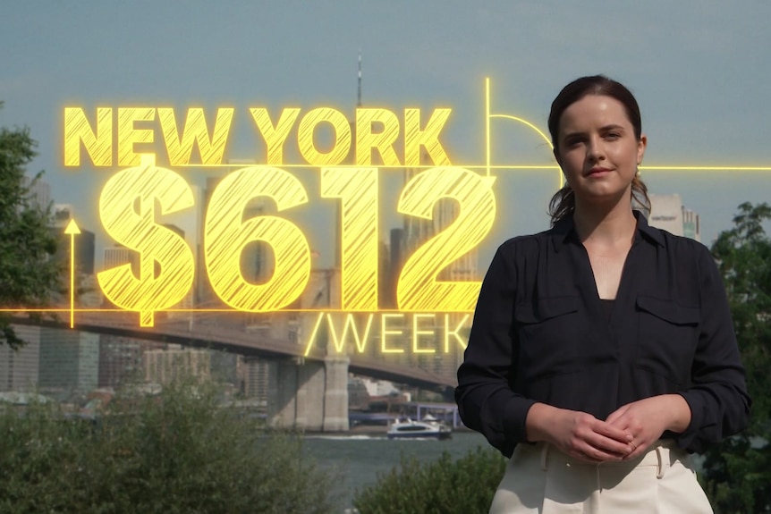 ABC reporter Jade Mcmillan next to a New York sign 