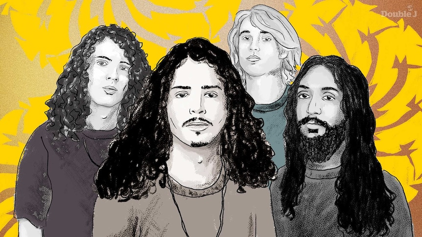 An illustration of the American rock band Soundgarden