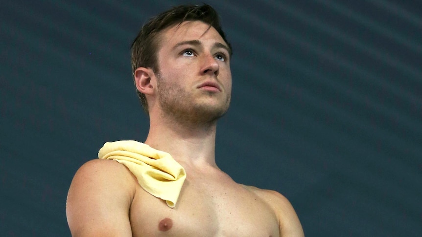 Matthew Mitcham waits to dive in the men's 10m platform.