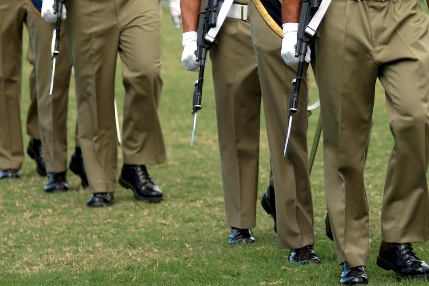 Australian soldiers at welcome home parade.