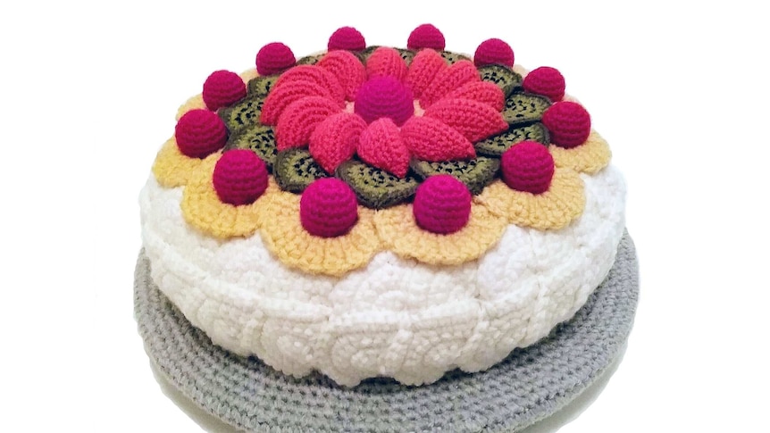 Trevor Smith's brightly coloured crocheted pavlova.