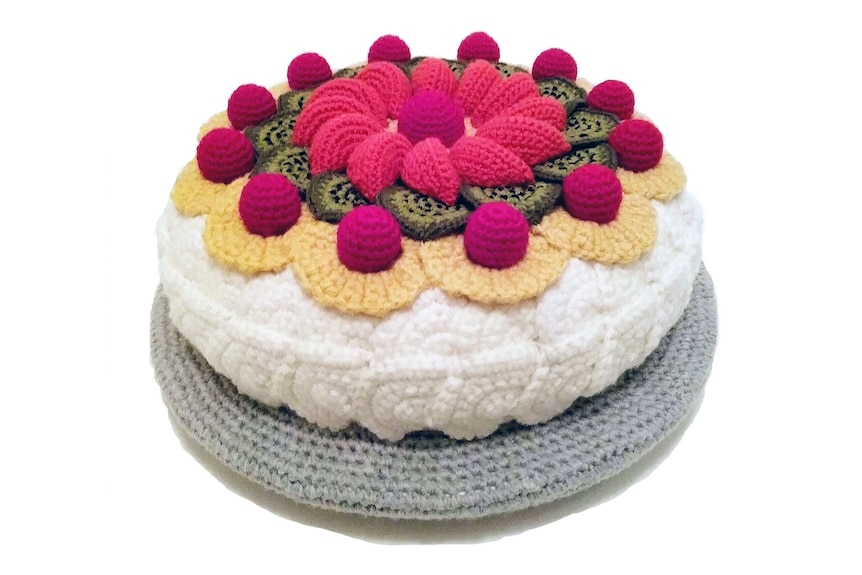 Trevor Smith's brightly coloured crocheted pavlova.