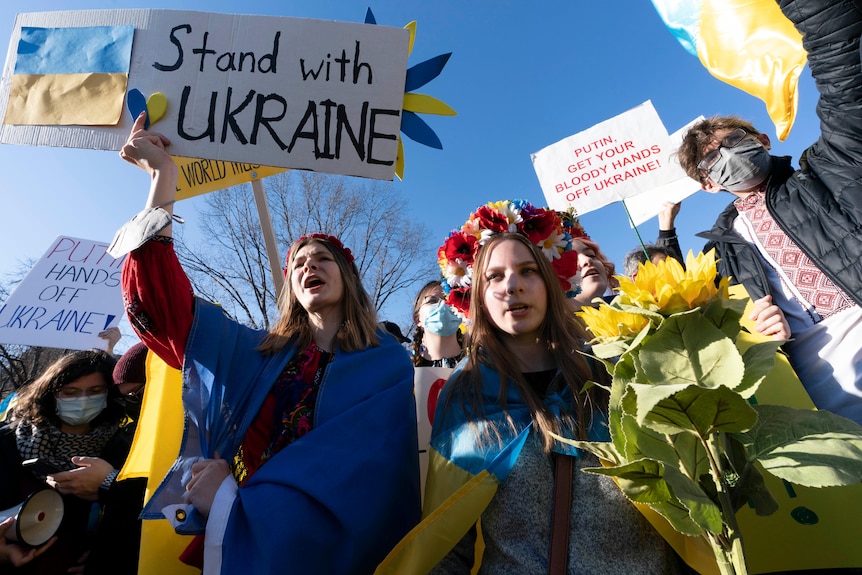 Ukraine protest in Washington DC on February 27 (AP)