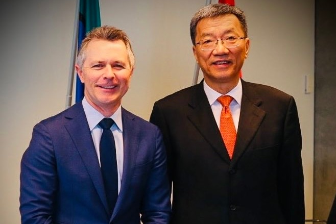 中国教育部长怀进鹏与澳大利亚教育部长杰森·克莱尔会晤。
