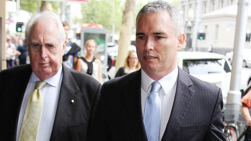 Former MP Craig Thomson arrives for a pre-sentence hearing at the Melbourne Magistrates Court.