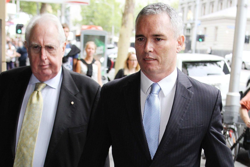 Former MP Craig Thomson arrives for a pre-sentence hearing at the Melbourne Magistrates Court.