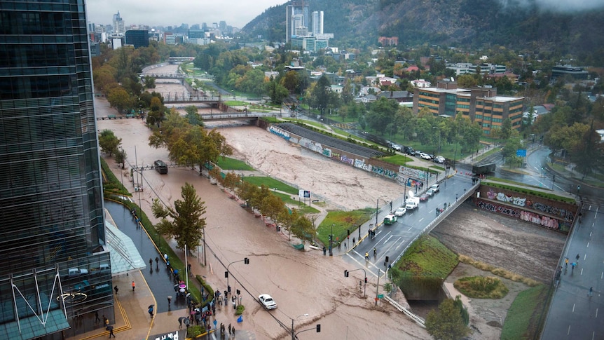 Santiago's Mapocho River in flood