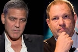George Clooney and Harvey Weinstein composite image.