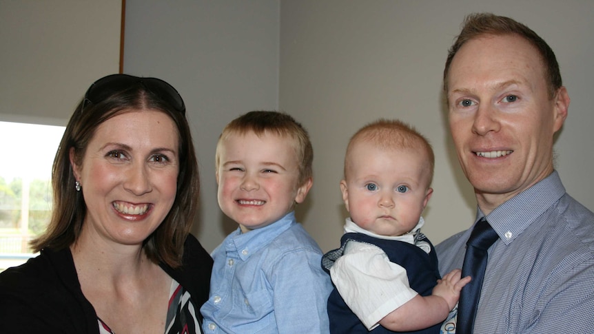Tara and Matt Cousins with their sons James, 4, and Harry, 1.