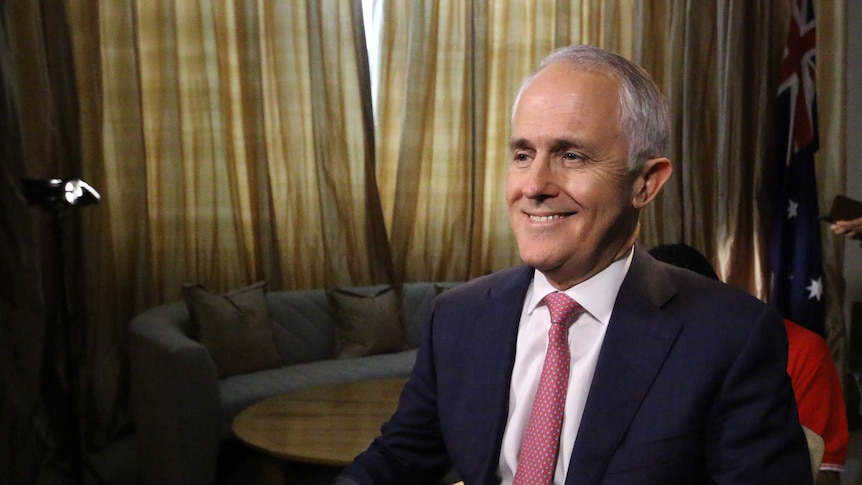 Malcolm Turnbull prepares for an interview with 7.30