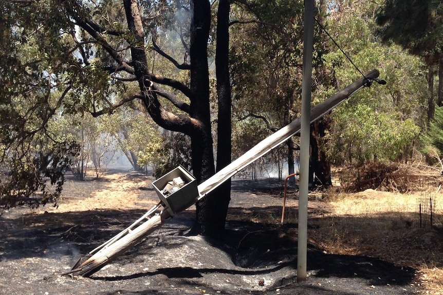 Fallen pole which sparked hills fire