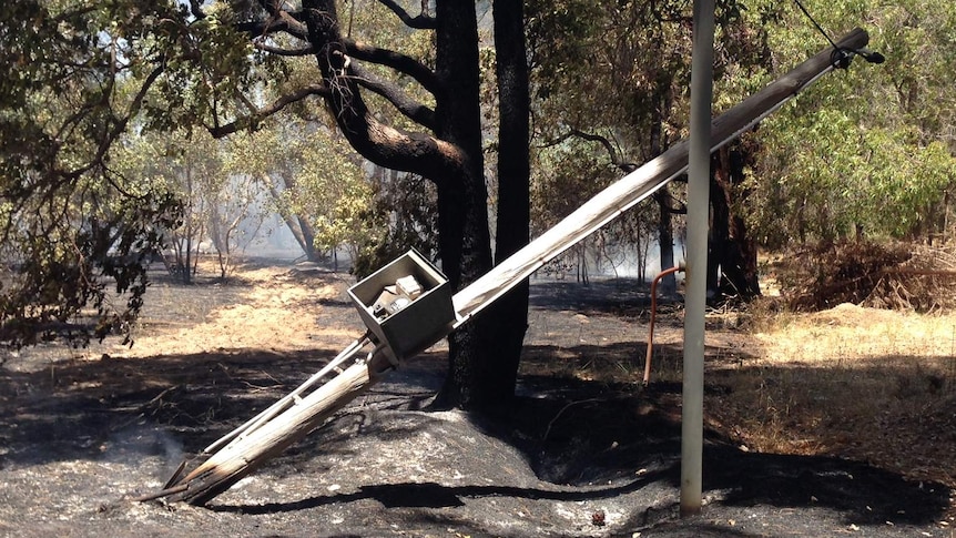 Fallen pole which sparked hills fire