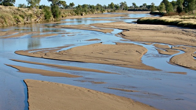 The mighty Flinders river winds past the inland, north-west Queensland town of Hughenden