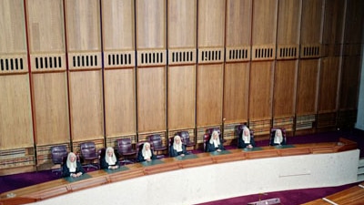 The full bench of judges at the High Court, 1987 (Photo courtesy of National Archives of Australia A8746 KN16/2/87/3).