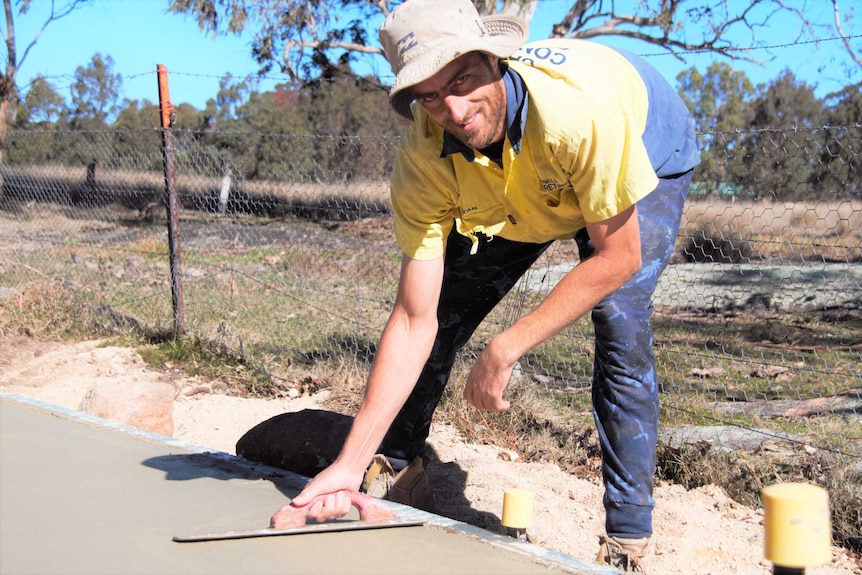Lachlan Carnell smoothing concrete