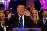 Republican U.S. presidential candidate Donald Trump gives a thumbs up