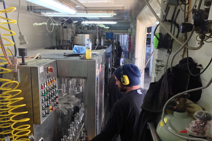 High tech equipment inside the mobile wine bottling sem-trailer